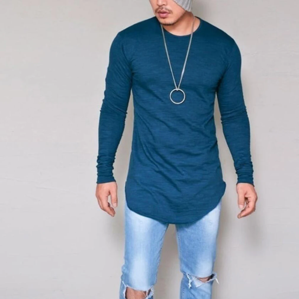 

Spring Autumn 2021 t-Shirt With Round Collar Leisure Pure Color Long Sleeve Streetwear Funny T Shirt Long Sleeve T Shirt Men