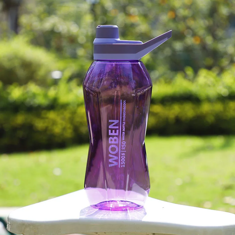 Purple Высокая емкость бутылка для воды для спортзала для дома и офиса походный чайник студенческий Герметичный портативный пластиковый детский флакон для воды - Цвет: Purple