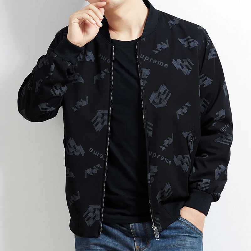 New Arrival Spring Autumn Men's Jackets print Fashion Coats Male Casual Slim Stand Collar Print Bomber Jacket Men Overcoat 8XL | Мужская