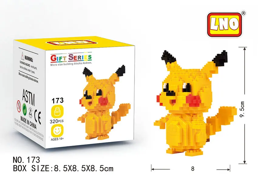 173 with box LNO строительные блоки, игрушки, аниме покебол, фигурки Пикачу, мини-блоки для детей и взрослых, строительные блоки, мини-карманные игрушки монстра для детей - Цвет: 173 with box