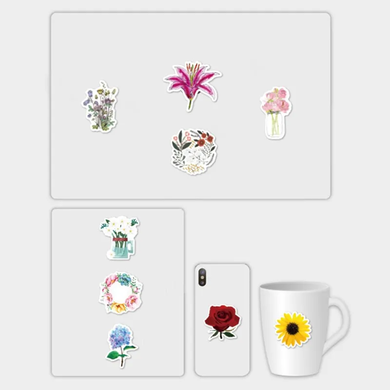 

50Pcs/Lot Hotsale Colorful Beautiful Flower Stickers Waterproof No-duplicate Laptop Skateboard Car Decal Dropshipping