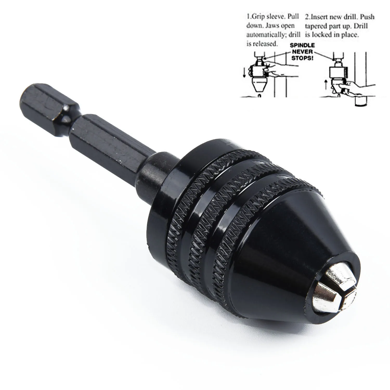 

0.3-8mm Keyless Drill Chuck Screwdriver Impact Driver Adapter 1/4" Hex Shank 6.35*74mm Electric Drill Chuck Fittings