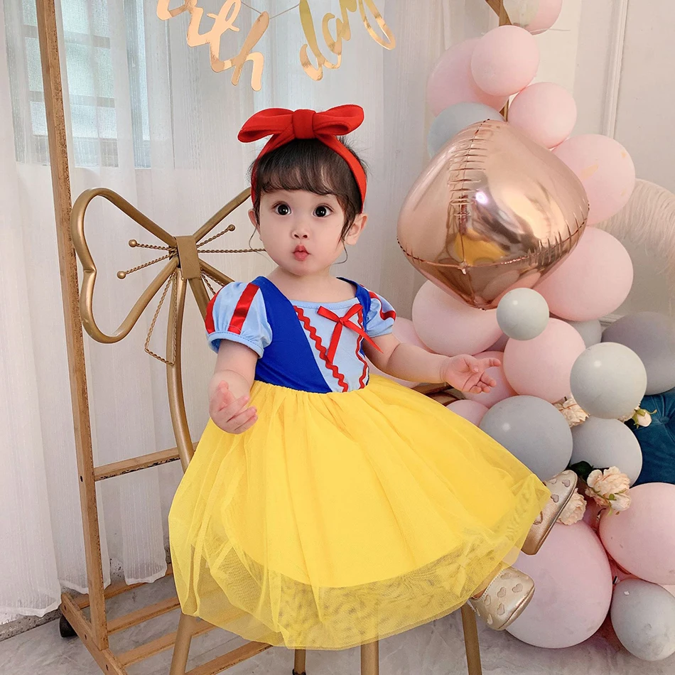 Toddler Snow White Arier Elza Princess Dress Girls Costume Baby Birthday Party Gowns Cosplay Cartoon Frock Cute Vestido