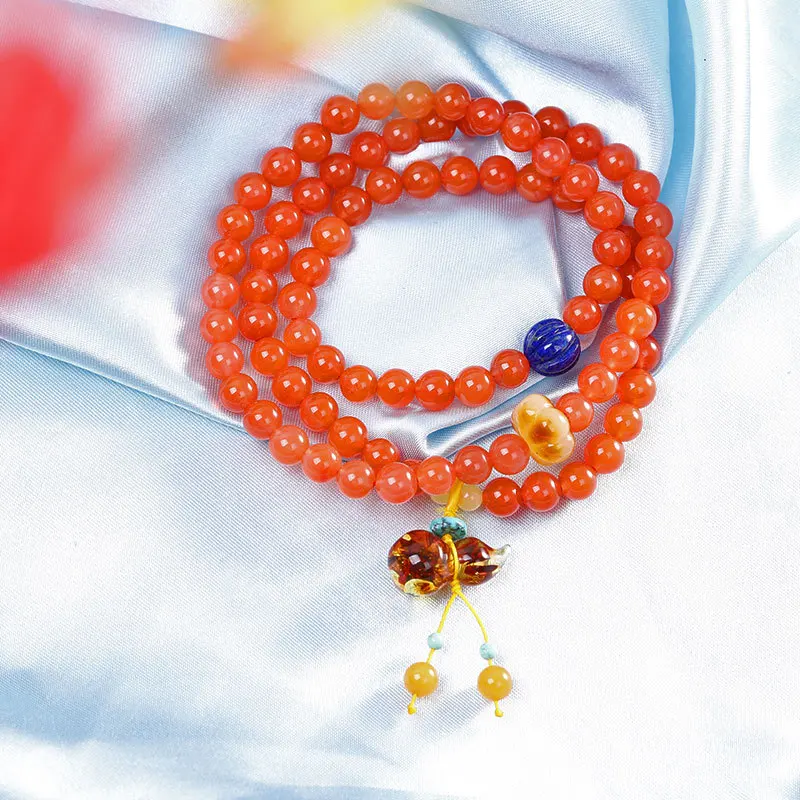 

Handmade women's persimmon red agate bracelet