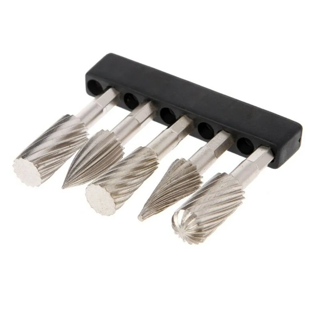 

5pcs 1/4\" Electric Grinder HSS Rotary Files Burr Set Burr Die Grinder Abrasive Tools Drill Milling Carving Bit Tools Milling Cu