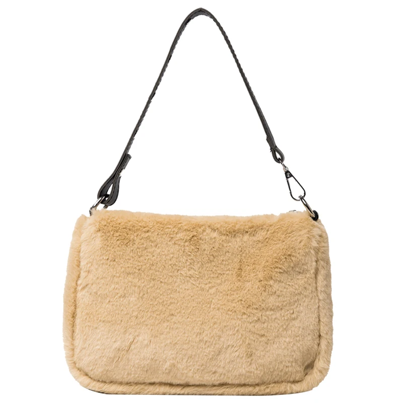 

Elegant Female Square Armpit bag 2021 Fashion New High quality Soft Plush Women's Designer Handbag Chain Shoulder Messenger Bag