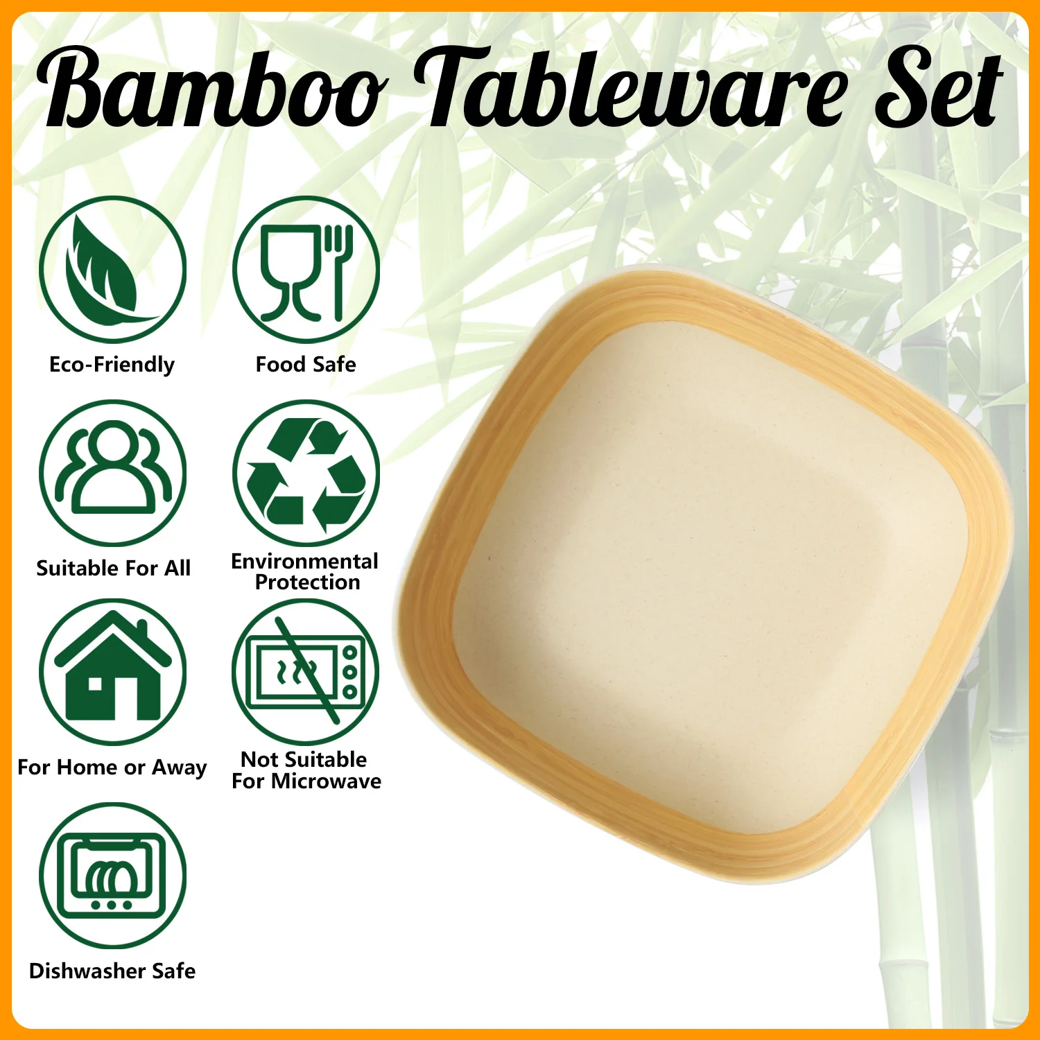 Lekoch бамбуковая зернистая чаша квадратная фруктовая закуска конфета салатная