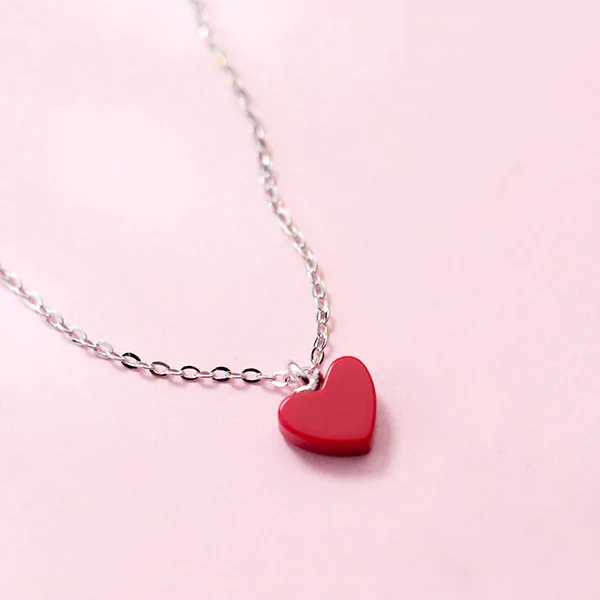 Silver Trusta, 925 пробы, серебряная цепочка, ожерелье, ювелирное изделие, красная сосна, камень, сердце, подвеска, милый подарок для девушек, девушек, подростков, DS1372 - Окраска металла: Silver