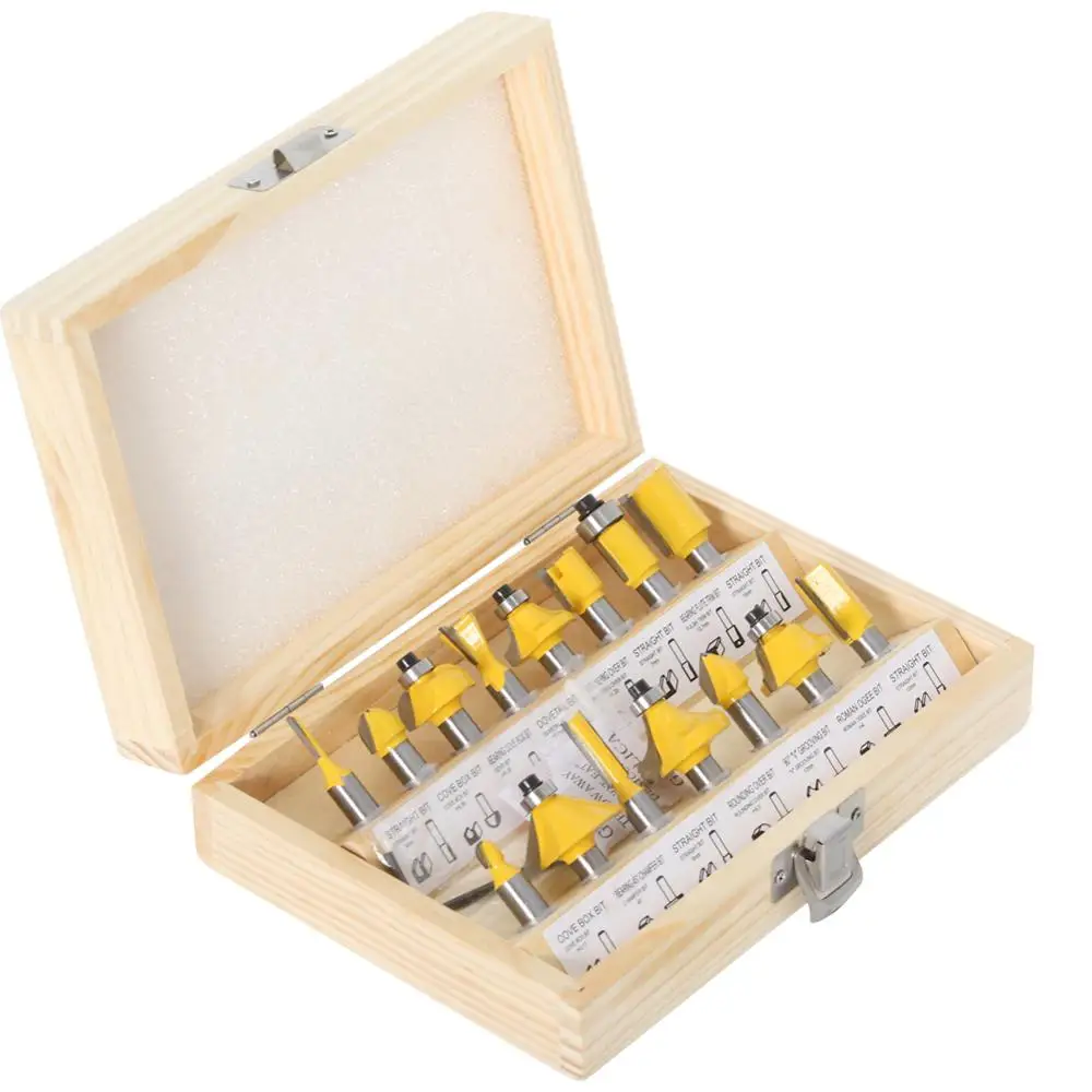 Набор фрез с хвостовиком 8 мм для деревообработки 15 шт.