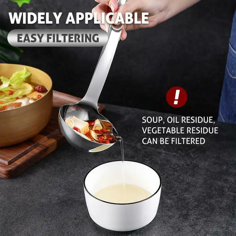 

Newly Oil Filter Spoon Stainless Steel Long Handle Spoon for Hot Pot Restaurant Home Kitchen FIF66