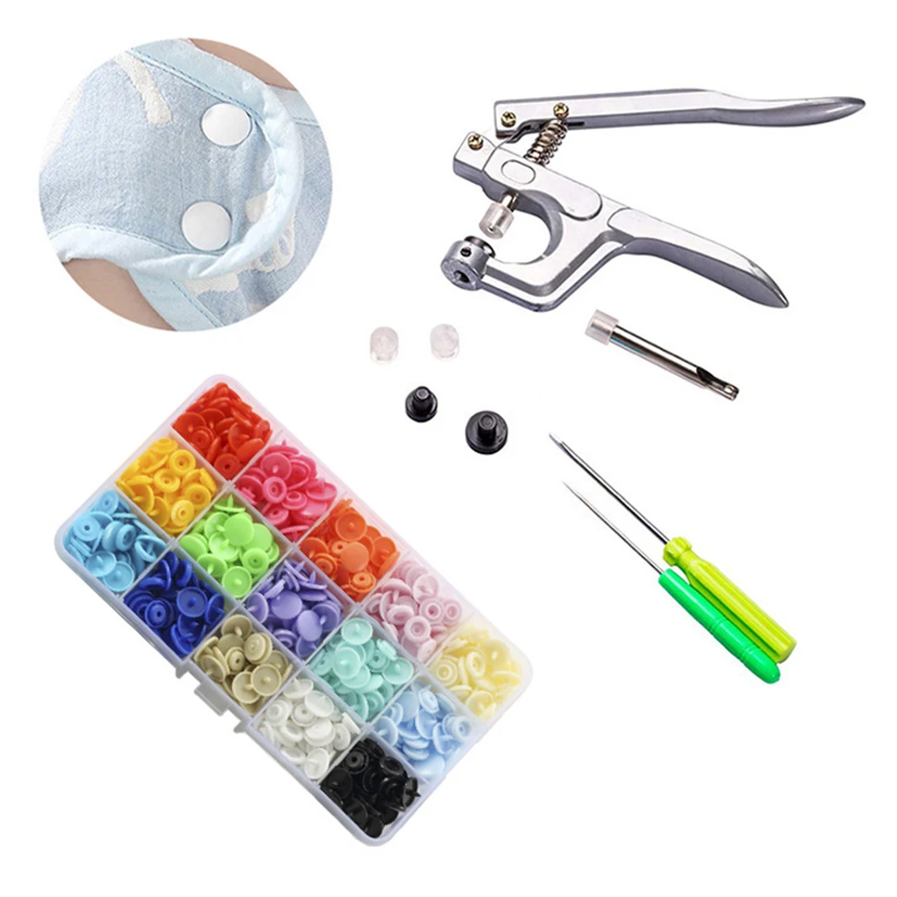 

DIY Snap Button with Snaps Pliers Tool 150 set T5 Plastic Resin Snap Button Press Stud Cloth Button Press Machine Sewing Tool