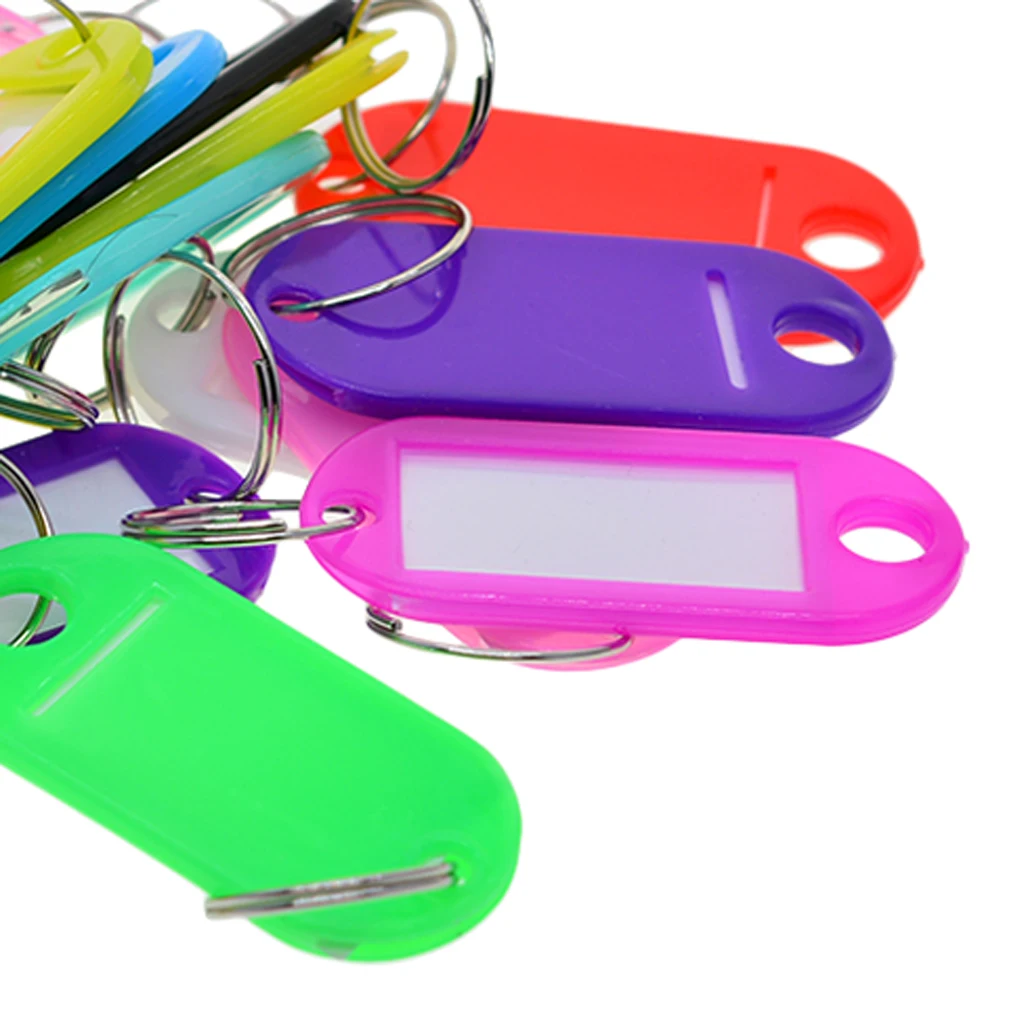 

50Pcs Colorful Plastic Key ID Label with Split Ring Label Window for Home, Offices, Hotels