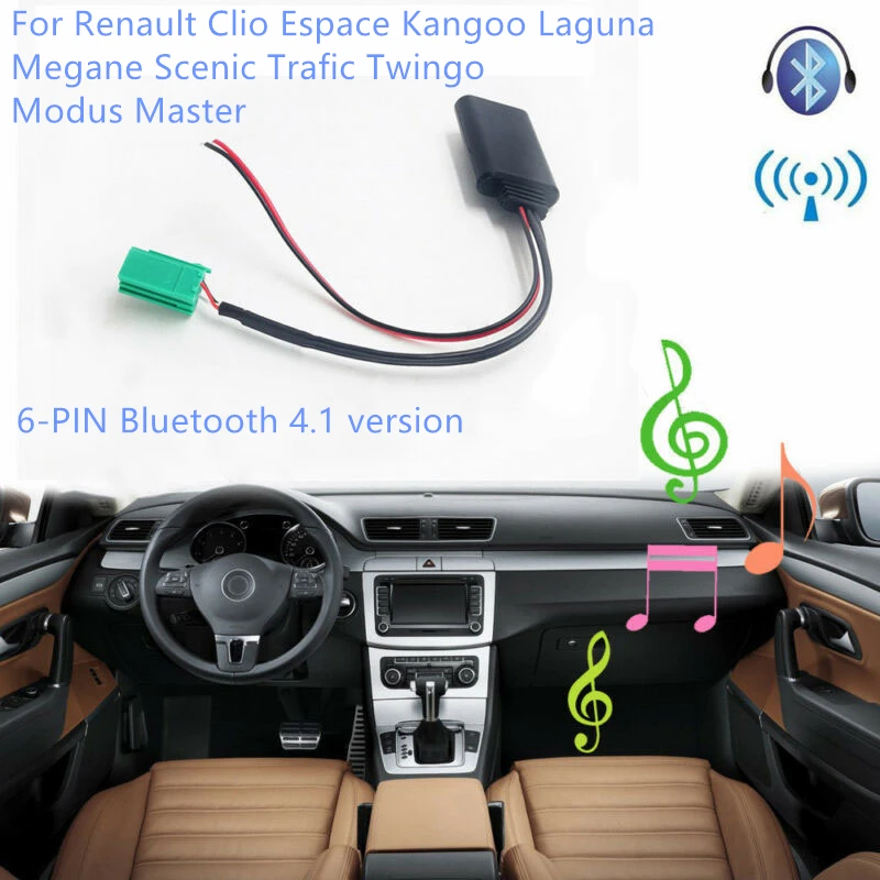 Bluetooth автомобильный адаптер радио AUX Стерео 6-Pin кабель для Renault Laguna Megane Scenic Trafic Twingo Modus Master Clio Espace Kangoo