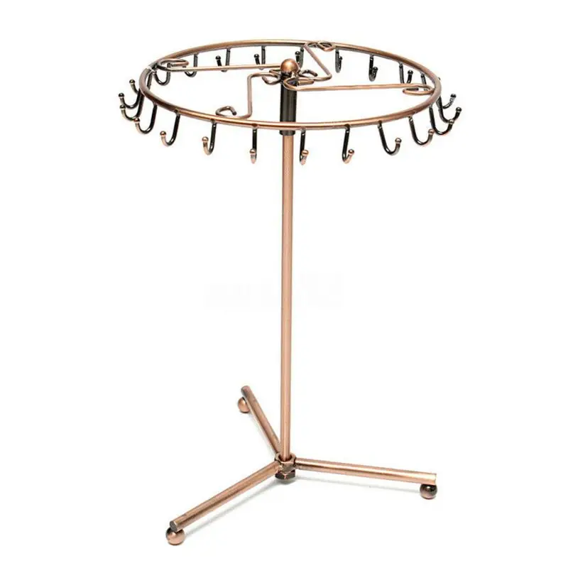 

Vintage Pendant Scarf Jewelry Display Rack Rotatable Necklace Headband Bracelet Rings Stand Holder 23 Hooks 32CF