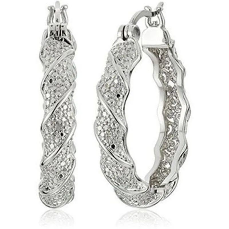 

Ofertas Hot Sale Fashion Milangirl Ladies Pink Silver Color Round Circle Nickel Free Hoop Earrings Jewelry for Women Wedding