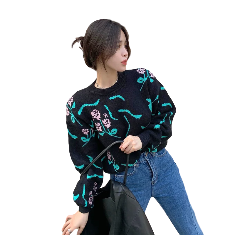 

Sen Sweater Women Loose Outer Wear Hedging Lazy Retro Jacket Autumn and Winter New Style GXL1026
