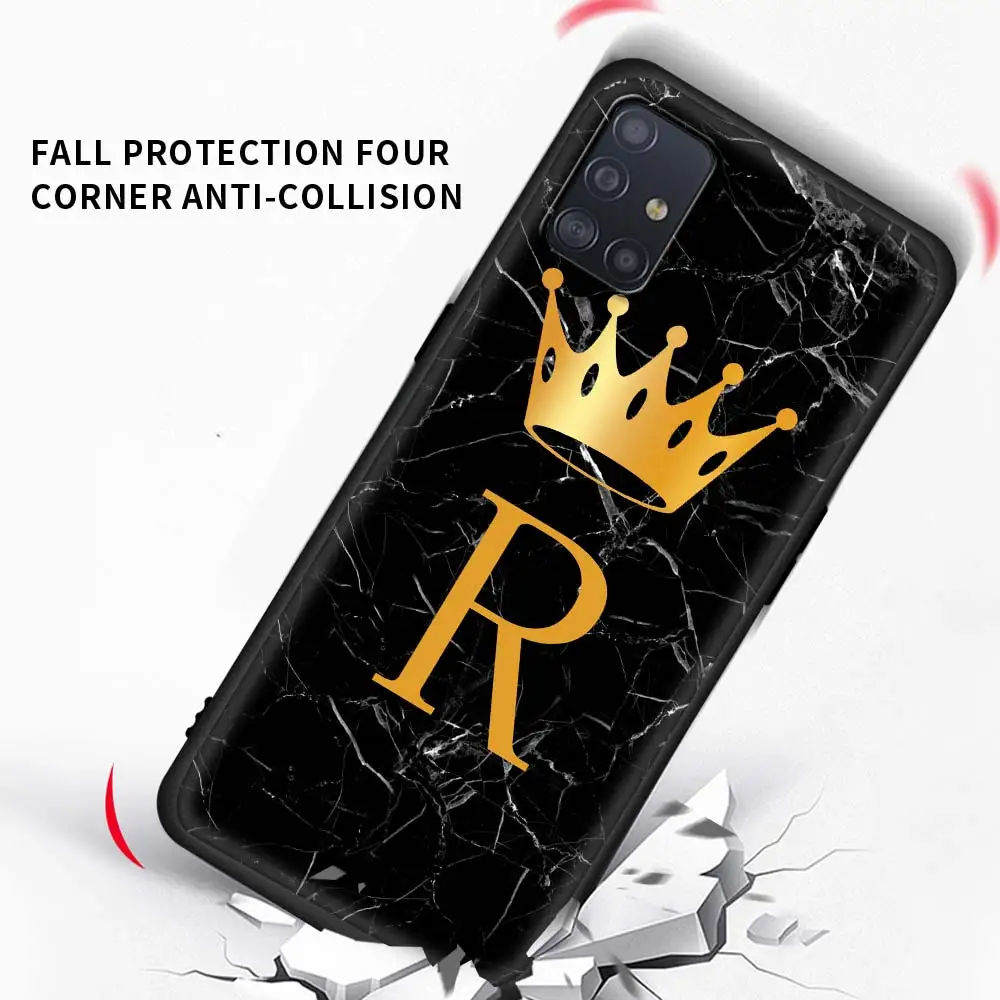 

Initial Letter M Z Crown Case For Samsung Galaxy A51 A71 A21s M31 A31 A91 A41 A42 A21 M51 M21 F41 Capas Black Shell Phone Coque