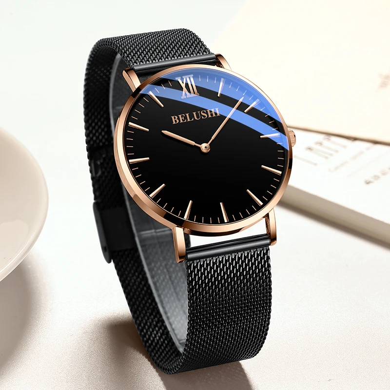2021 Men's Fashion Ultra Thin Watches Simple Men Business Mesh Belt Quartz Watch men and women couples fashion watches Relogio