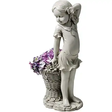 Смола цветок садовая статуя девушки Скульптура ребенка фигурка ящик для комнатных растений, корзина для газона украшение на открытом возду...