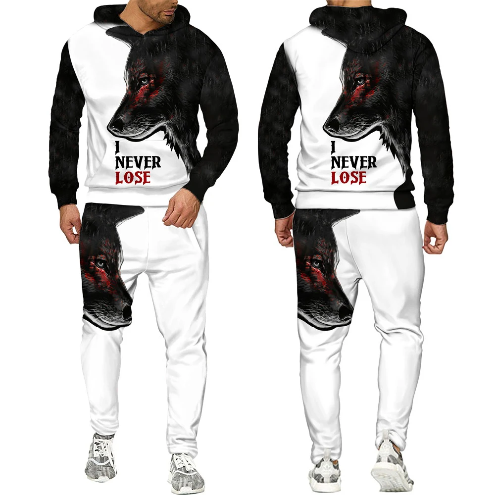 

Брендовые Модные осенние толстовки с Львом, Мужской свитшот с 3D-принтом Белого Волка, спортивные брюки унисекс, пуловер, повседневные спорт...