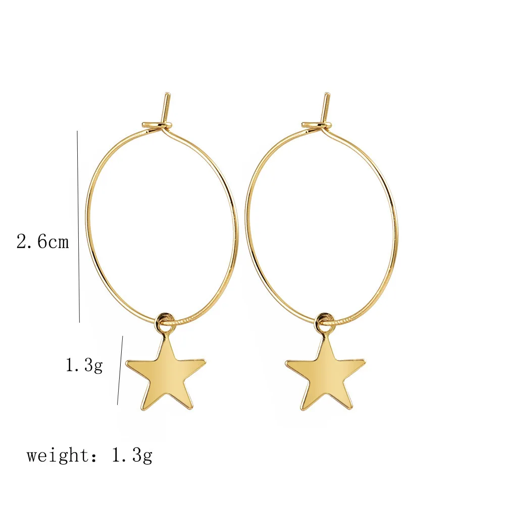 Women Bohemia Simple Large Circle Star Drop Earrings Boho Elegant Earring Jewelry 2020 Valentines Gift Fashion New | Украшения и