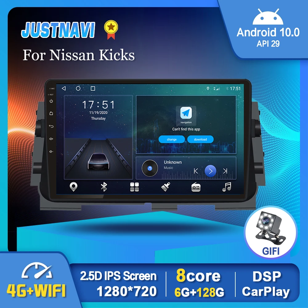 

6G 128G Carplay Android 10.0 Car Radio For Nissan Kicks 2016-2018 Navigation Autoradio GPS DSP BT Multimedia Player IPS Screen