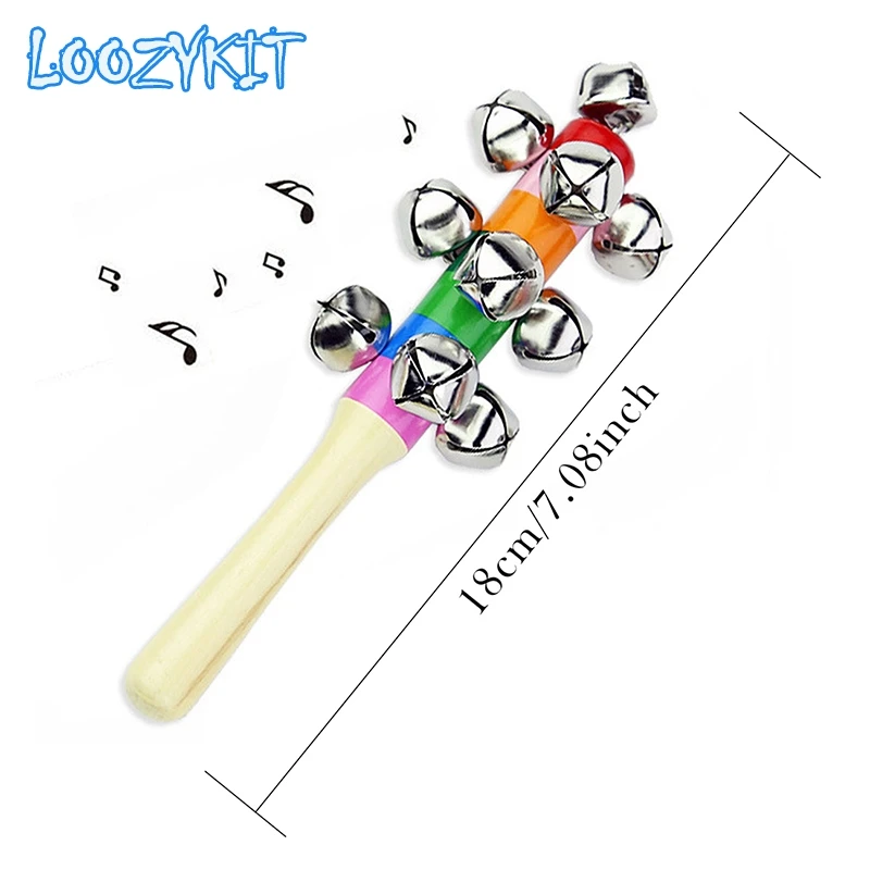 

6/3/1PCs Baby Wooden Rattle Rainbow Color Hand Bell Baby Rattles Jingle Bells Infant Shaker Rattle Educational Toys