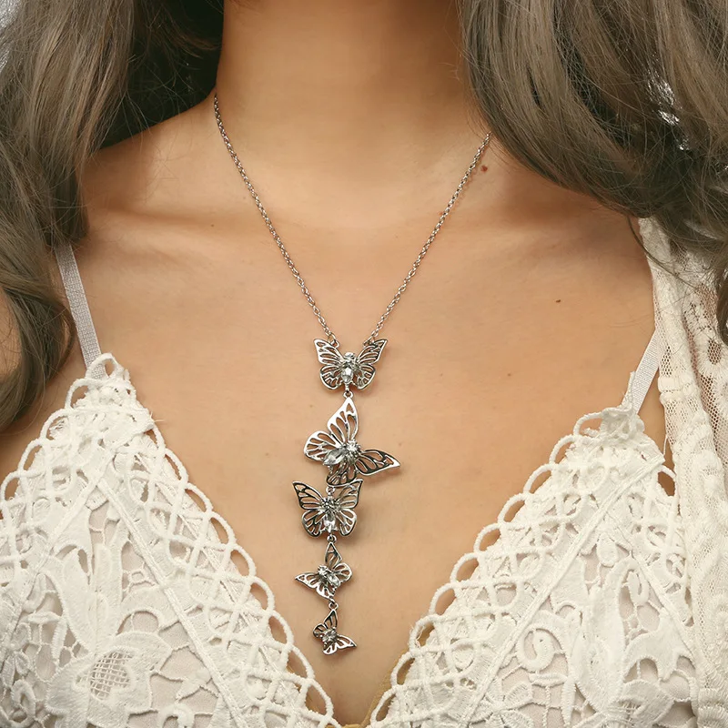 2020New Fashion бабочка стразы металлическое ожерелье винтажное сказочное