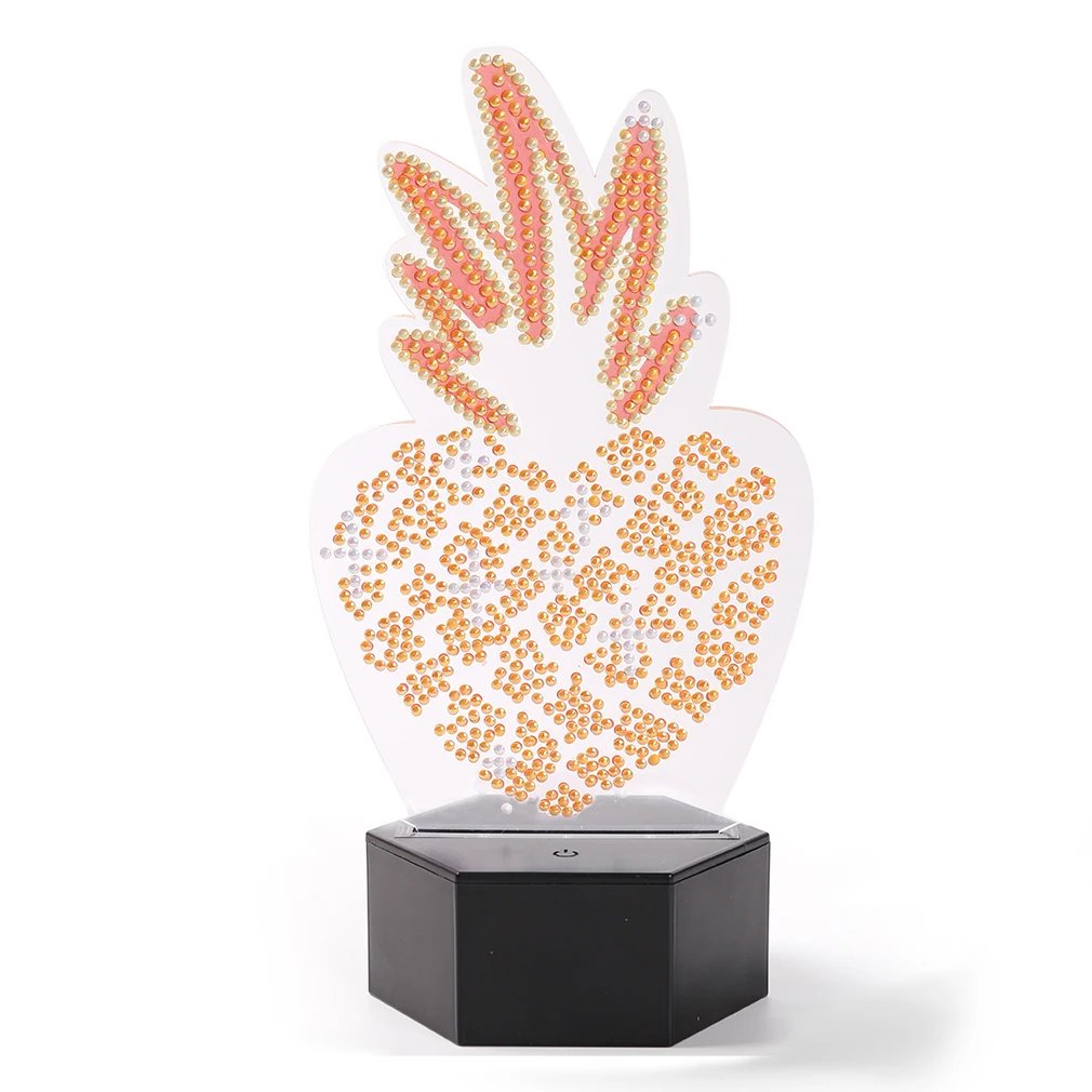 

Diy Diamond Painted Led Light Lamp Special-Shaped Heart-Shaped Pineapple Diamond Mosaic Fruit Cross Stitch Embroidery Diamond Ar
