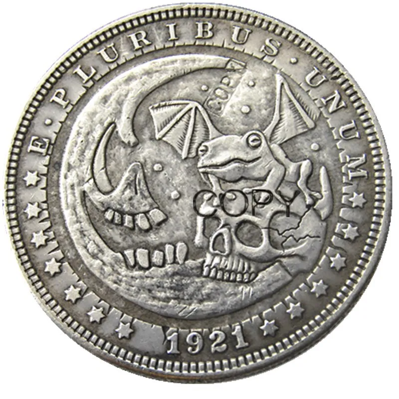 

США Хобо 1921 моргановский доллар Череп Зомби Скелет копия монет