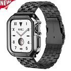 Ремешок для apple watch series 6 5 4 se 44 мм 40 мм, роскошный металлический браслет из нержавеющей стали для iwatch 3, чехол из ТПУ 42 мм 38 мм