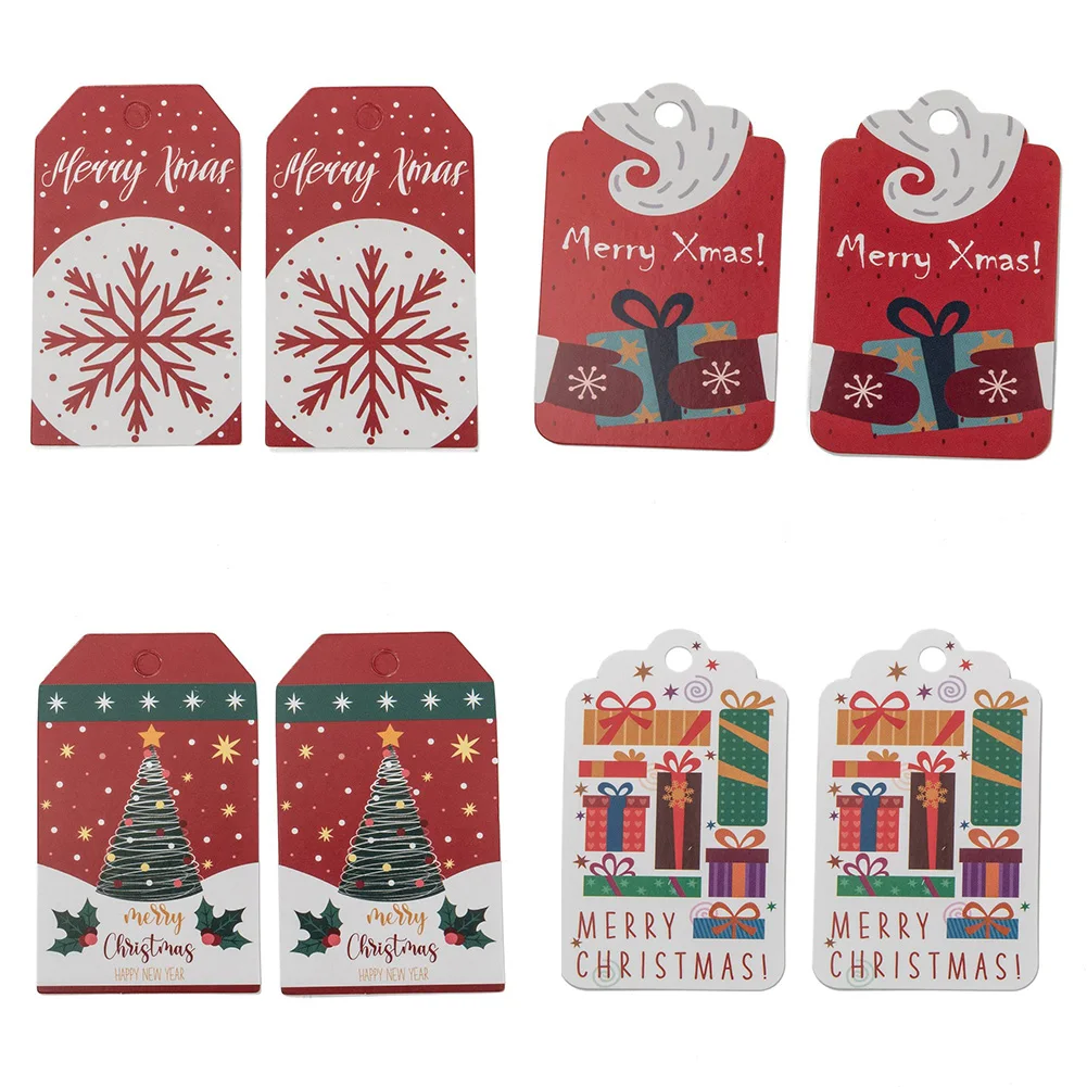 

Merry Christmas Kraft Paper Tag Display Cards with Snowflake Pattern Hanging Tags for Christmas Tree Home Decorations Gift Card