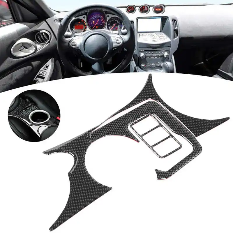 

3Pcs/Set Console Cup Holder Carbon Fiber Cover Decorative Panel Sticker Fit for Nissan 370Z Z34 2009-2020 Car accessories