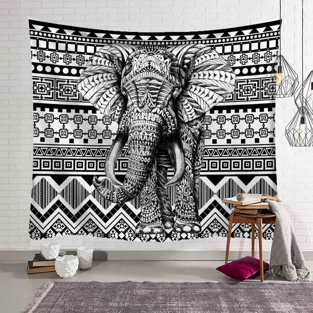 

Art Tapestry Hippie Elephant Wall Hanging Colorful Tie Dye Tapestries Trippy Animal Wall Tapestry for Bedroom Living Room Dorm