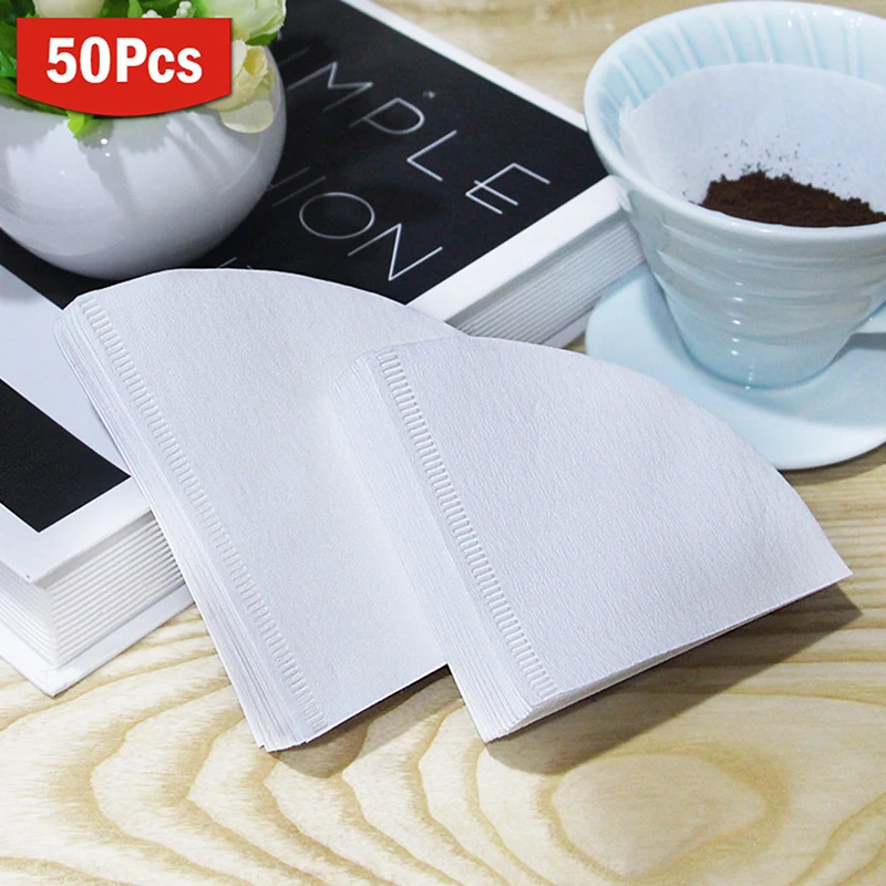 

50Pcs Cone-Shape Drip Coffee Powder Filter Papers Coffee Cup Strainers Replacement Filters Tea& Coffee Tools Kitchen Accessories