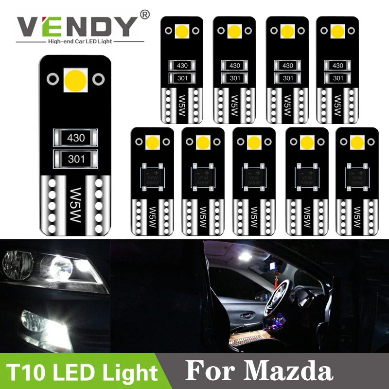 10 шт. W5W Автомобильные светодиодные лампы T10 2825 168 3030 для Mazda 3 2 5 121 Metro 6 gg gh 8 CX-5 cx5 Atenza