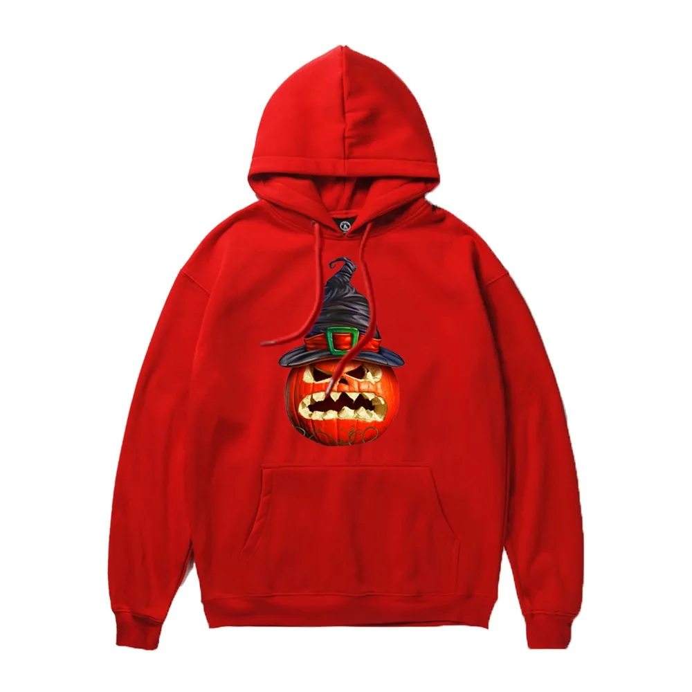 Свитшоты унисекс для взрослых на Хэллоуин с 3D принтом страшная Тыква длинным