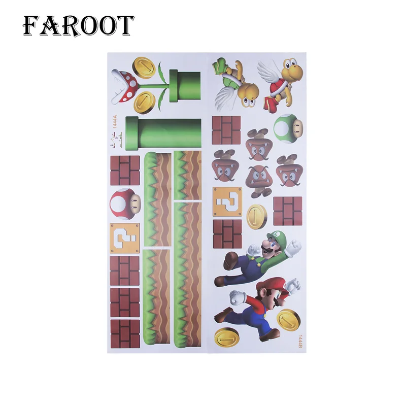 

Wall Stick Toy Wall Sticker Removable Decal Cartoon Large Home Decoration Art Nursery Kid Mural with Yoshi Super Mario Pattern