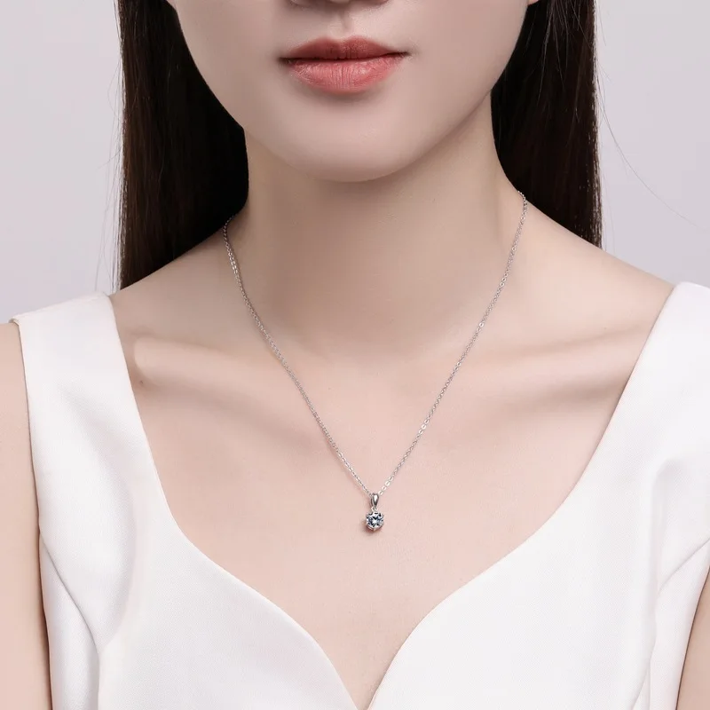 100% Настоящее Муассанитовое Ожерелье 40-45 СМ 1CT 2CT Бриллиантовый Кулон Синий