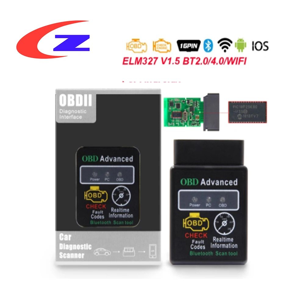 Диагностический сканер ELM 327 V1.5 OBD2 автомобильный диагностический прибор PIC18F25K80