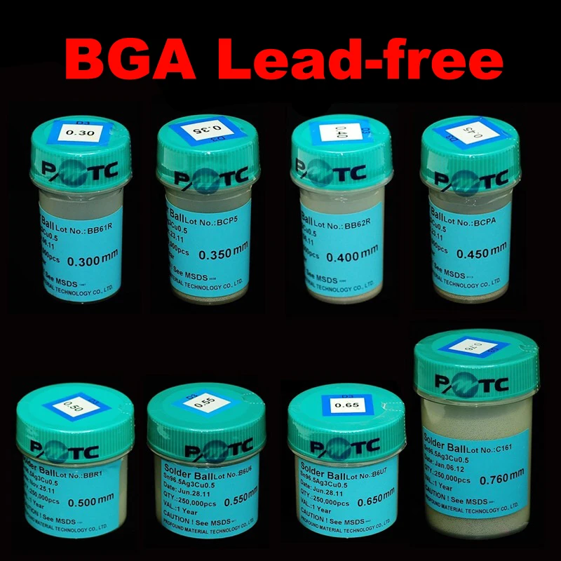 Бессвинцовый паяльный шарик 250K PMTC BGA для реболлинга 0 35 4 45 5 55 6 мм IC чипов сварки