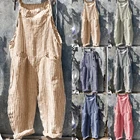 Осенний полосатый Свободный комбинезон для женщин, комбинезон, шаровары, штаны на бретелях, Свободный комбинезон, мешковатые брюки, комбинезоны, штаны
