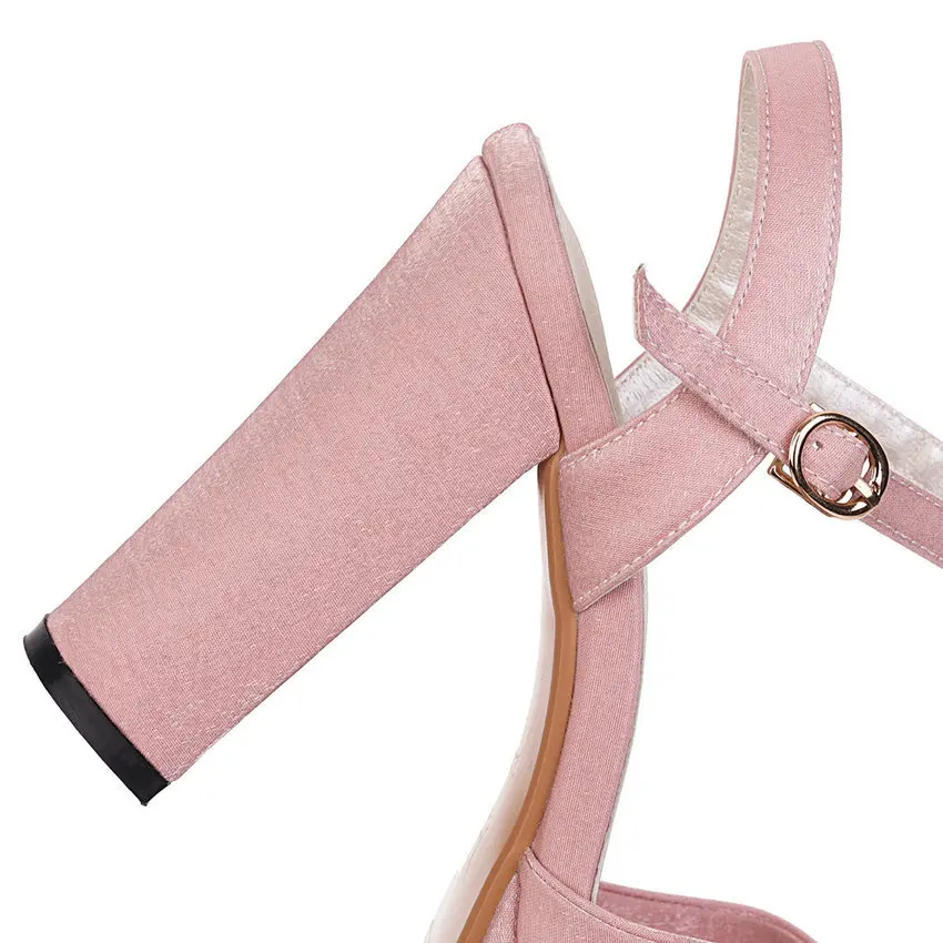 

fanyuan Sandals PU Leather Slingback Women Pumps Platform Buckle Open-toed Sandals Square High Heel Women Shoes Big Size34-43