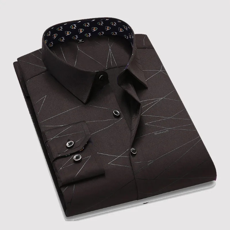 Рубашка мужская приталенная с длинным рукавом модная Повседневная блуза принтом