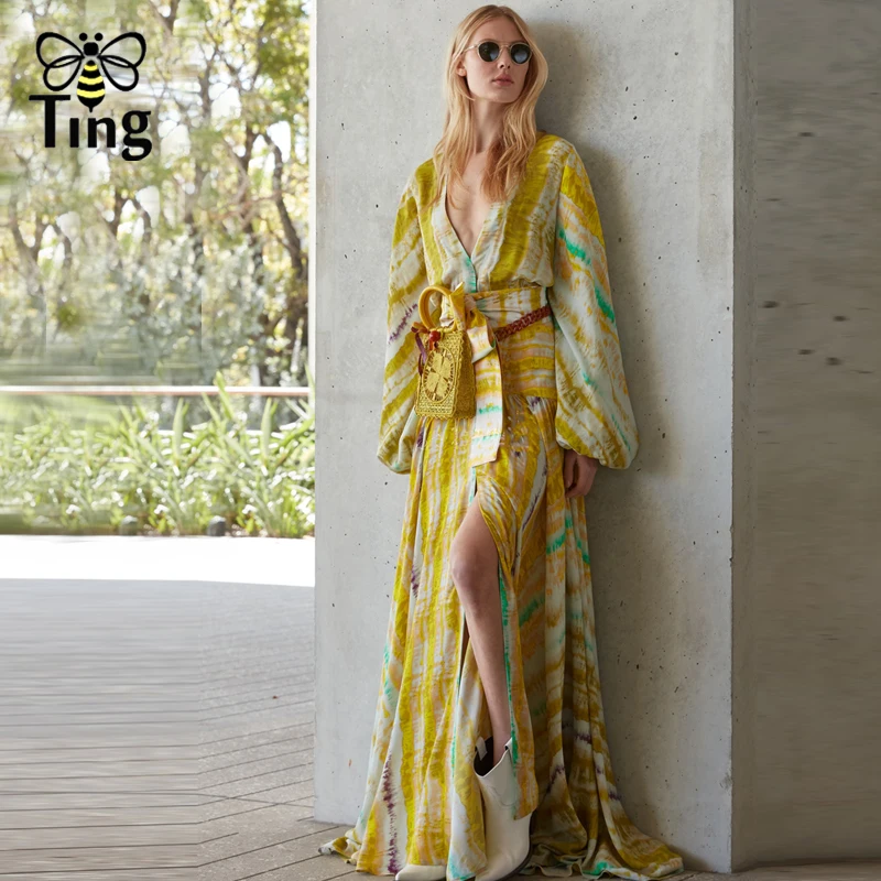 Женское длинное платье в стиле бохо Tingfly винтавечерние ное дизайнерское макси с