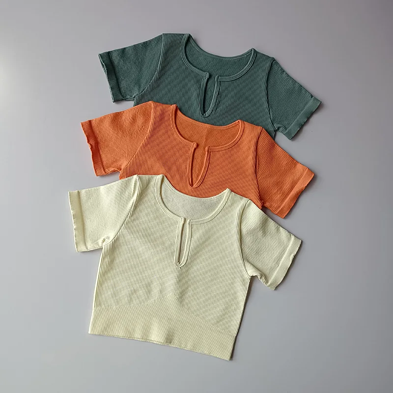 

Yoga Shirts Short Sleeve Solid Vest Seamless Women Fitness Crop Top Workout Tops Gym Clothes Sportswear Cycling Running T-shirts