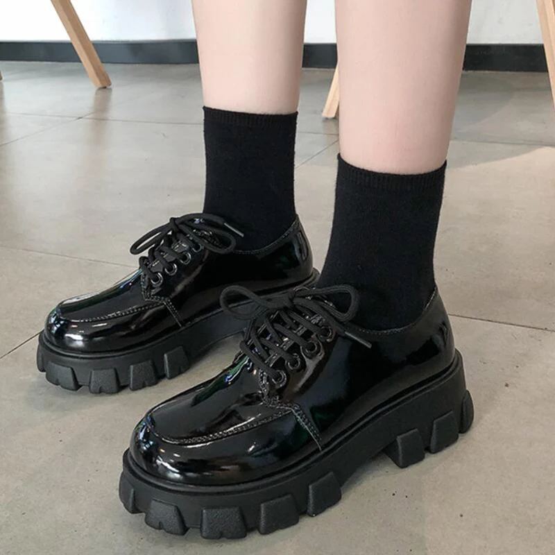 

Boots Women Platform Boots Thinken Heel Chunky Sneakers Black Punk Boots Shoes Height Increasing 2020 BB-63
