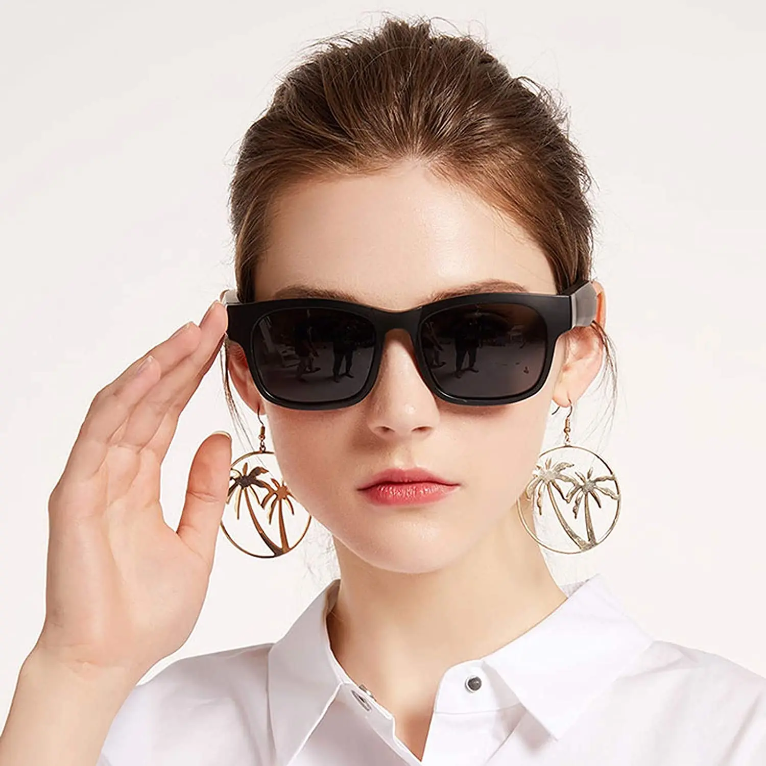 저렴한 스마트 안경 무선 블루투스 선글라스 오픈 귀 음악 및 핸즈프리 통화, 편광 렌즈, 스피커 내부, 휴대 전화 연결