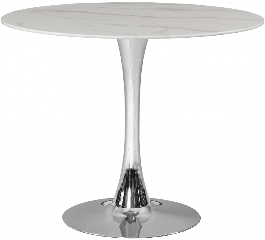 

Natural marble round top dining table kitchen room furniture simple design metal silver leg dining table 6 seats dining table