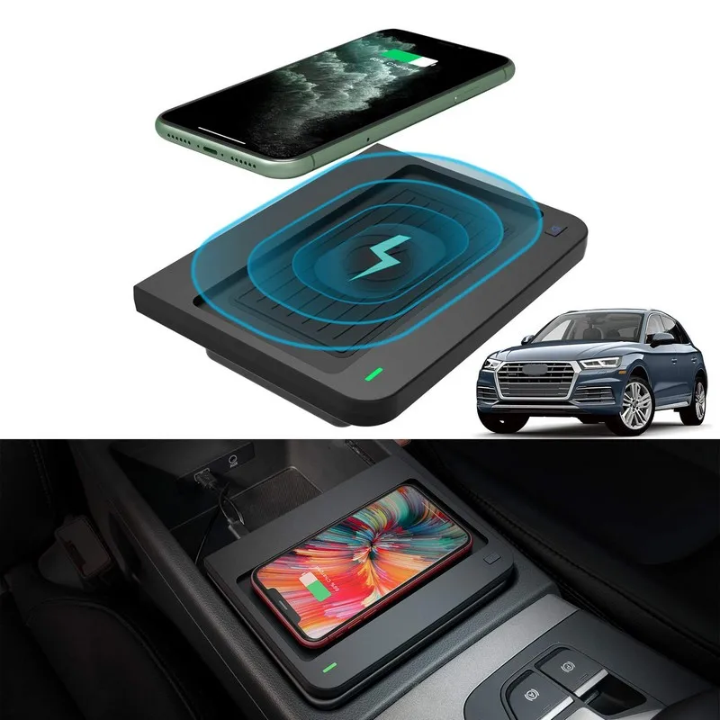 

Беспроводной телефон Зарядное устройство Pad зарядка для Audi Q5/ SQ5 2018 2019 2020 центральной консоли телефон Беспроводной зарядного устройства ков...